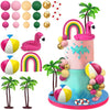 23 PCS Hawaiian Beach Cake Decoration Set Summer Cake Decor with Flamingo Rainbow and Coconut Tree Toppers for Hawaiian Theme Party