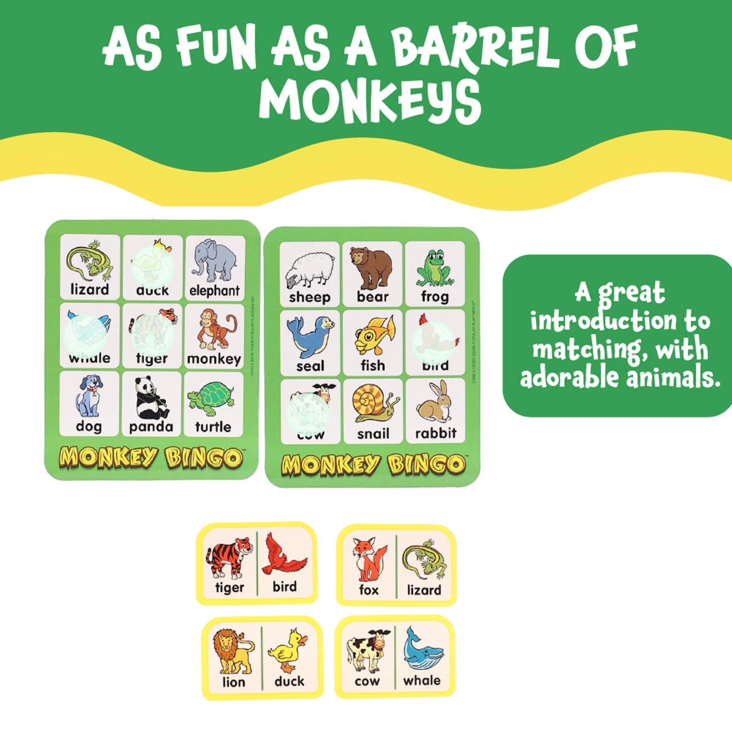 POPULAR PLAYTHINGS Monkey Bingo Picture Board Game, Animal Matching Game, Early Learning Fun, Gifts for Kids Ages 4 & Up