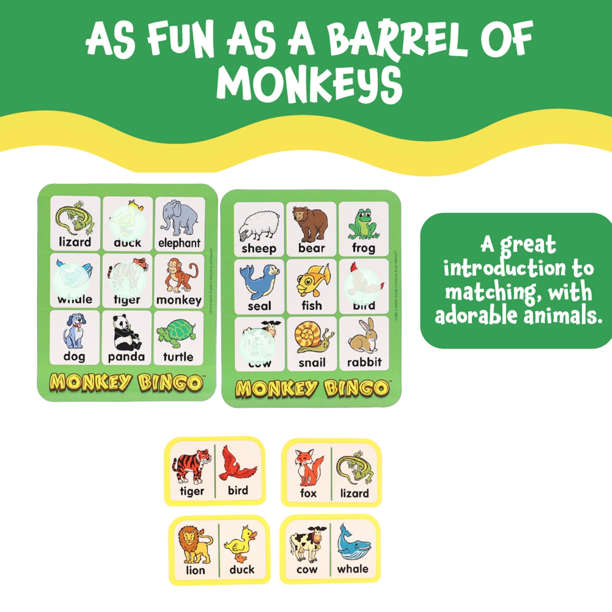 POPULAR PLAYTHINGS Monkey Bingo Picture Board Game, Animal Matching Game, Early Learning Fun, Gifts for Kids Ages 4 & Up