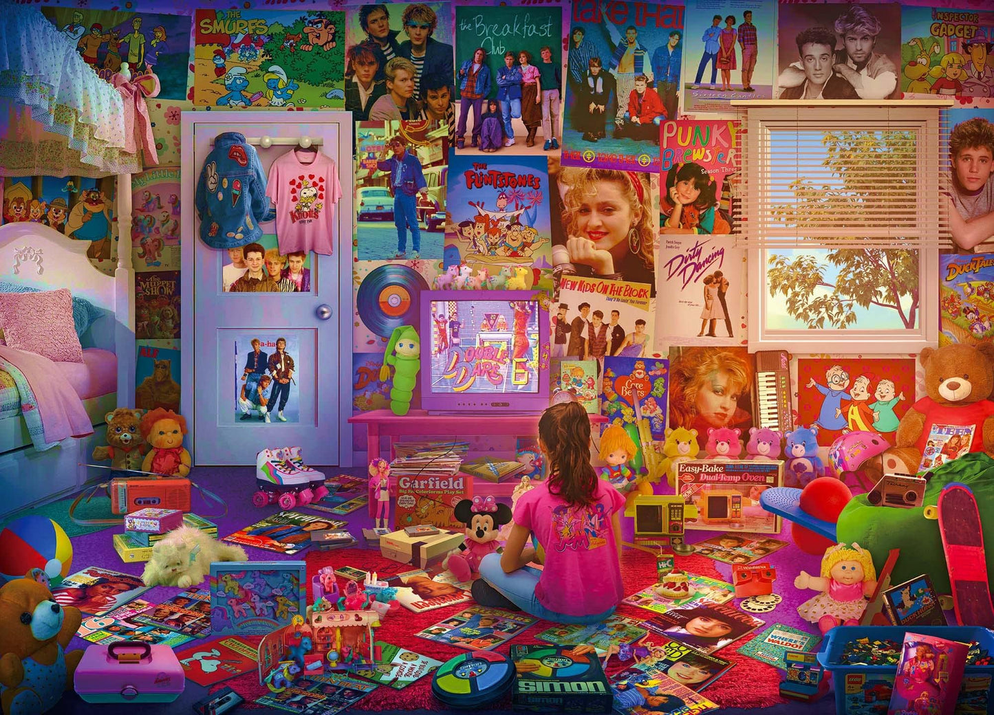 Daydreams '80s and '90s Pop Culture 1000-Piece Jigsaw Puzzle By Rachid Lotf | Educational Brain Teaser, Nostalgic Retro Toys & Games for Kids