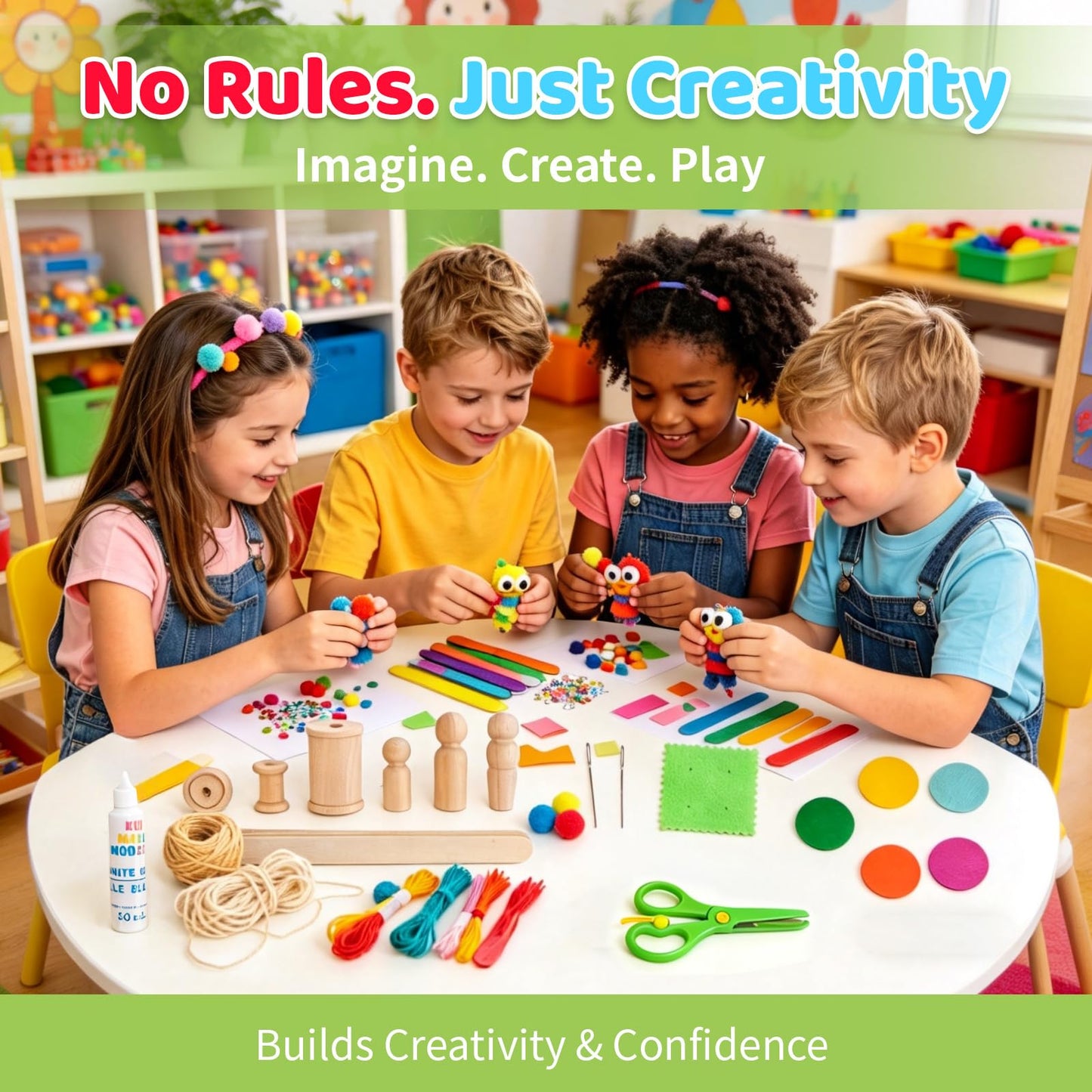 Kid Made Modern Arts and Craft Kit - A DIY 3.8 Pounds of Hobby Craft Supplies & Materials Box for Creative Art Projects for Kids Age 4 5 6 7 8 9 10 11