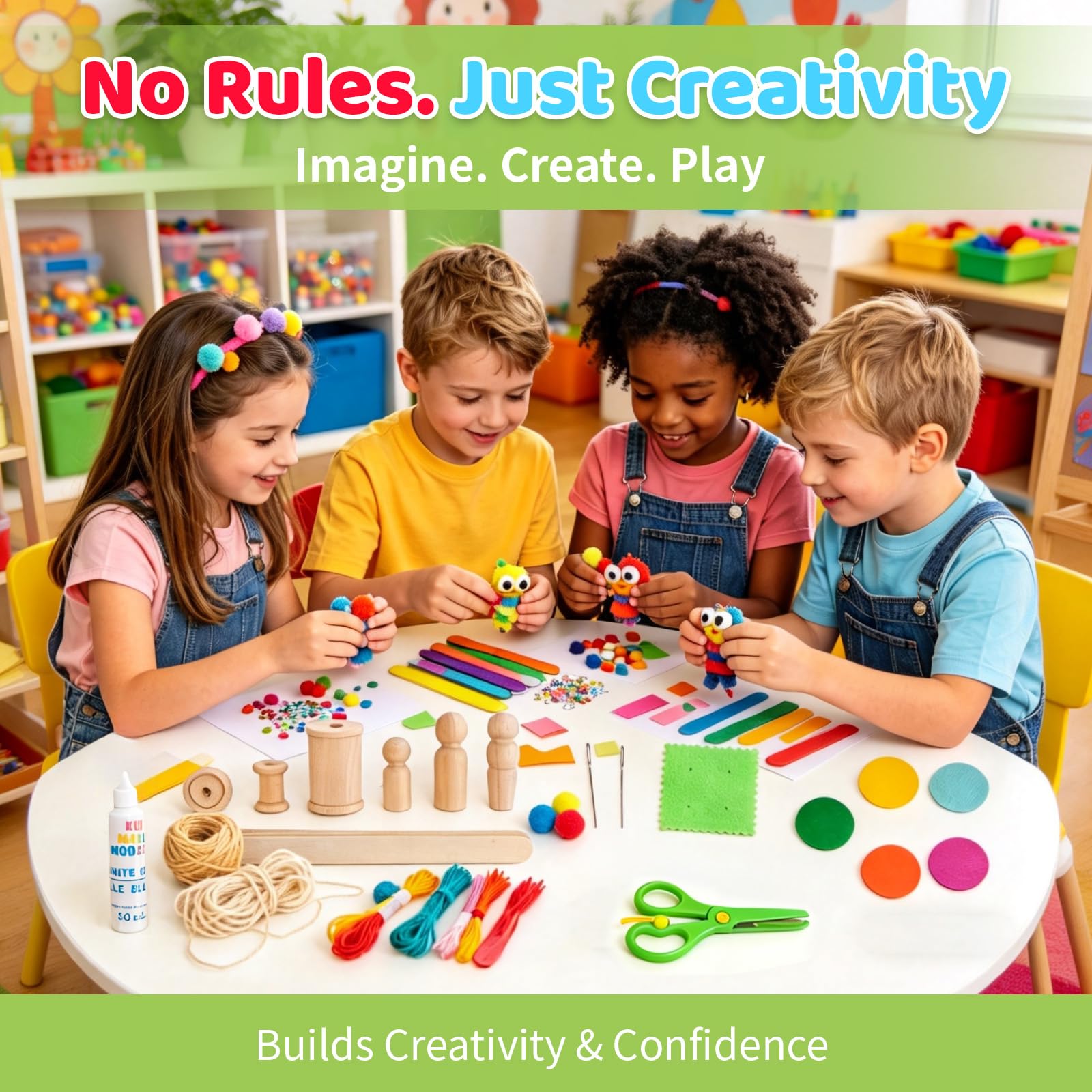 Kid Made Modern Arts and Craft Kit - A DIY 3.8 Pounds of Hobby Craft Supplies & Materials Box for Creative Art Projects for Kids Age 4 5 6 7 8 9 10 11