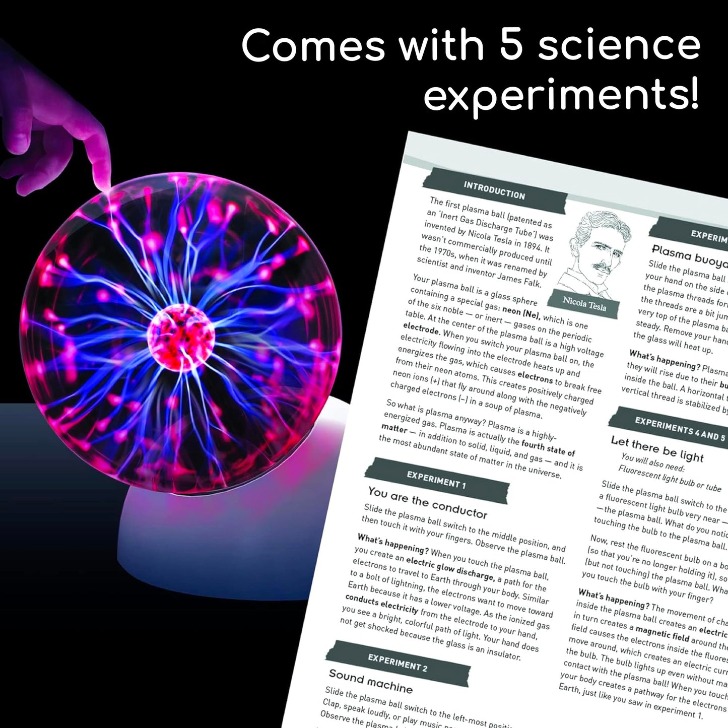Thames & Kosmos The Plasma Ball Essential STEM Tool | Classic Scientific Device, Fresh 5-inch Glass Sphere, Interactive Electric Light Show | Explore