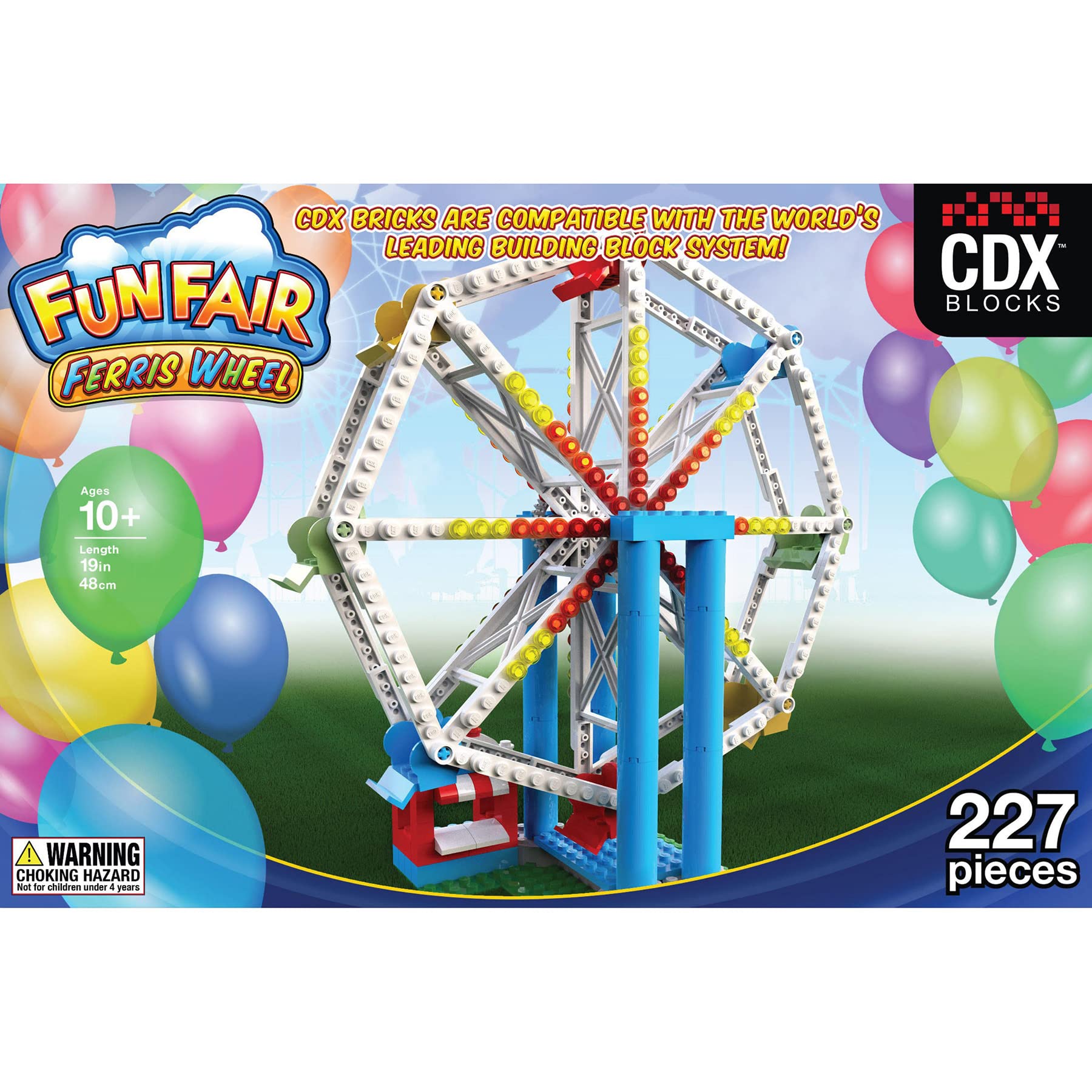 CDX Blocks: Fun Fair Ferris Wheel - 227 Pieces, Brick Building Set, Amusement Park Ride Model, Promotes STEM Learning