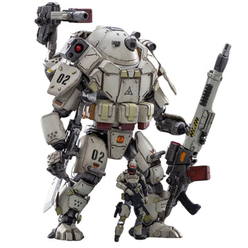 JoyToy 1/25 Action Figures White Steel Bone Mechina Armor and Soldier Anime Figure Collection Modern Military Model Dark Source Toys
