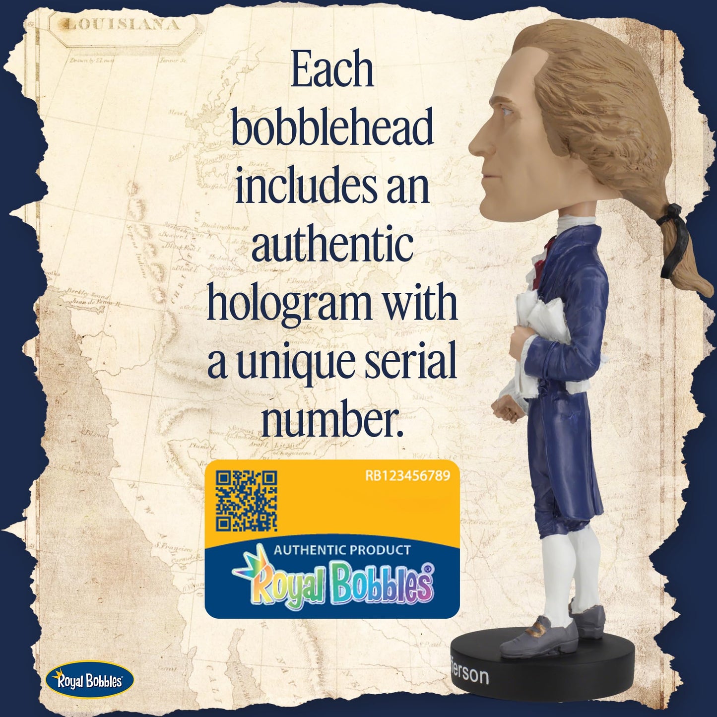 Royal Bobbles Thomas Jefferson, 3rd President of the United States - Founding Fathers Collection - 8.3 Inches Tall - Collectible Bobblehead Statue
