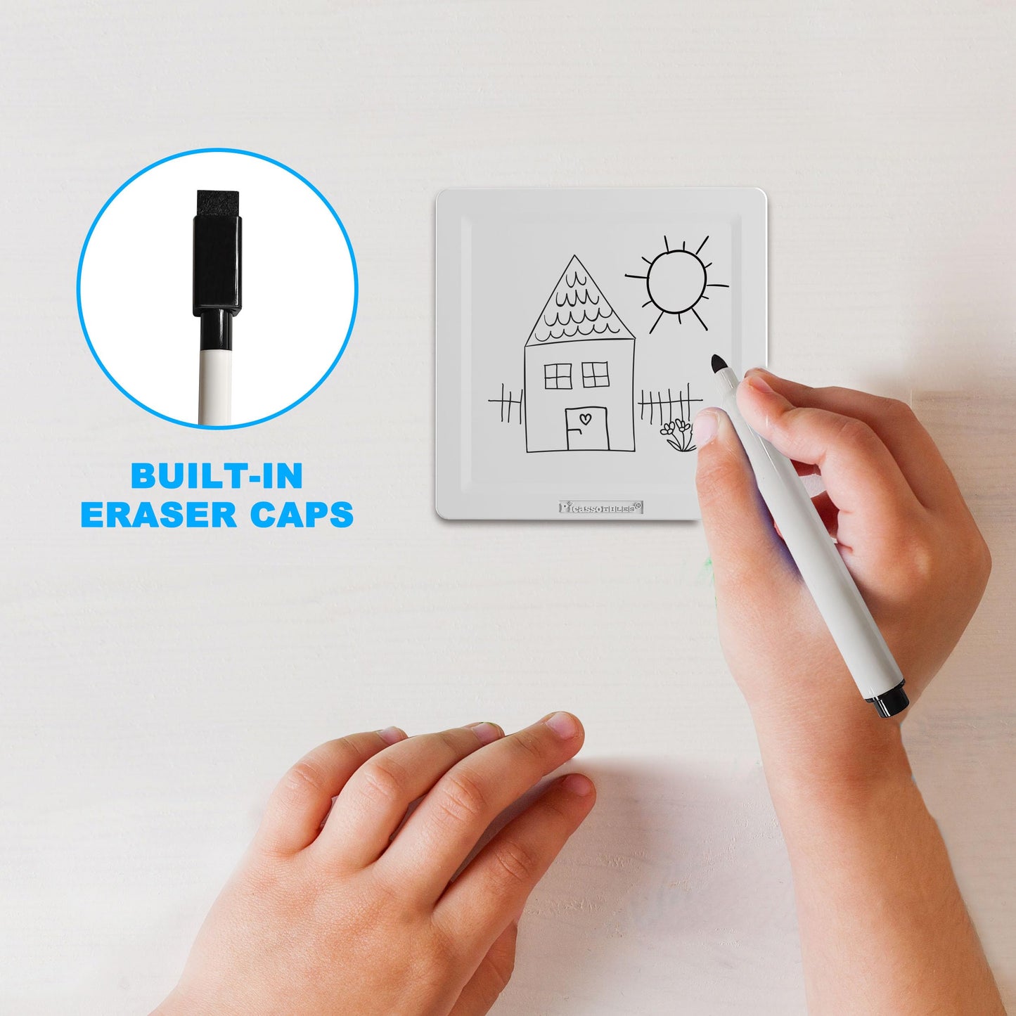 Canvas Tiles Whiteboard with 8 Magnetic Building Tiles & 5 Marker Pens Expansion Construction Blocks STEAM Learning Kits Educational Toy Set Preschool