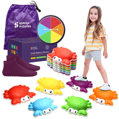 Special Supplies Stepping Stones for Kids - Indoor/Outdoor Play - Child Safe Rubber, Non-Slip Edging - Promotes Coordination, Balance, Strength- Set