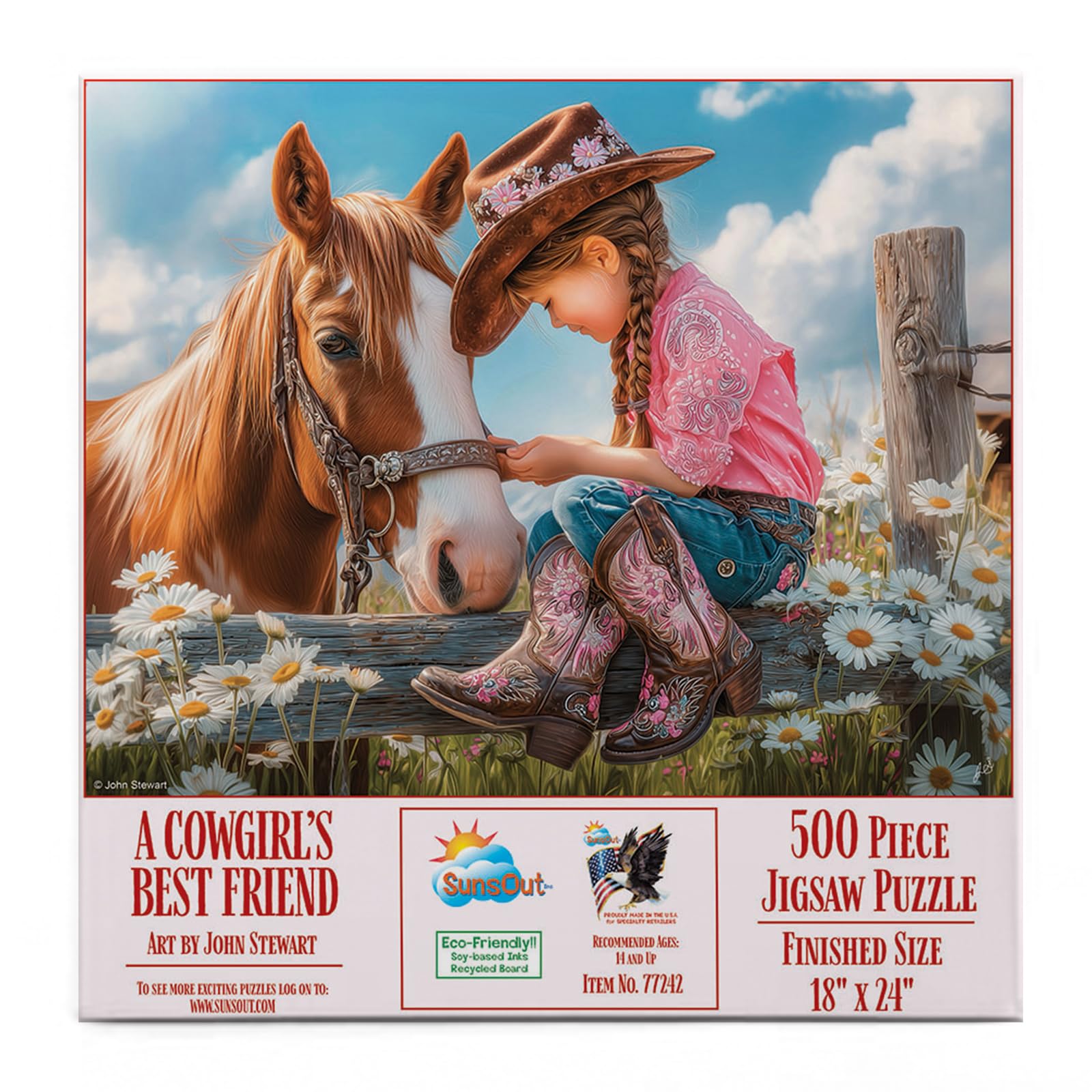 Sunsout A Cowgirl's Best Friend 500 Piece Jigsaw Puzzle for Adults - Finished Size: 18" x 24" by Artist: John Stewart