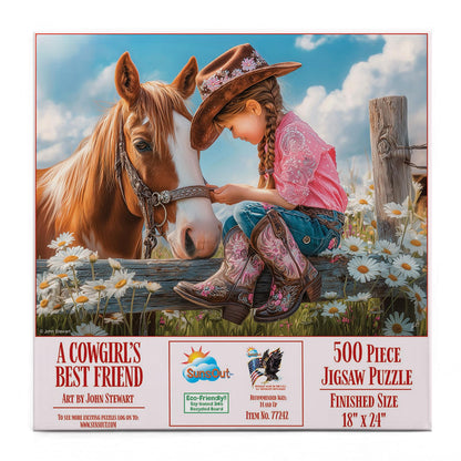 Sunsout A Cowgirl's Best Friend 500 Piece Jigsaw Puzzle for Adults - Finished Size: 18" x 24" by Artist: John Stewart