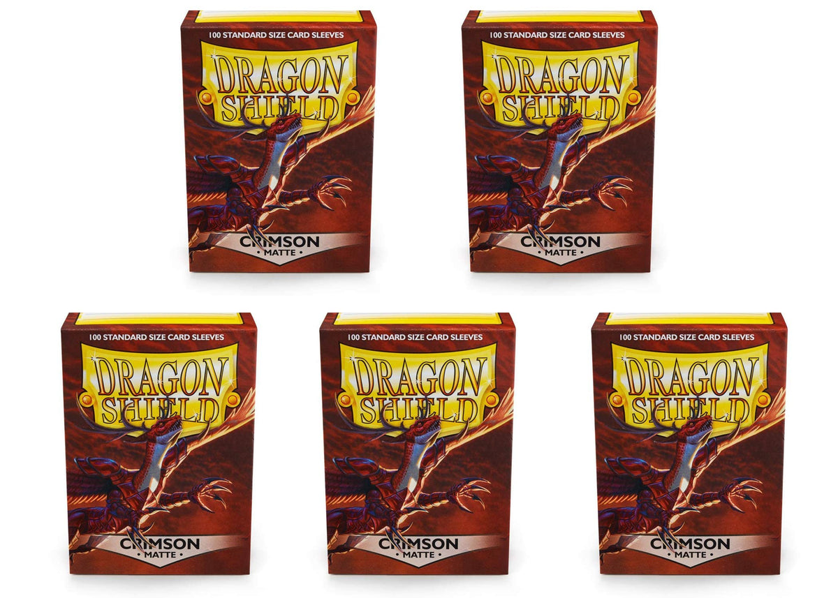 5 Packs Dragon Shield Matte Crimson Standard Size 100 ct Card Sleeves Value Bundle!