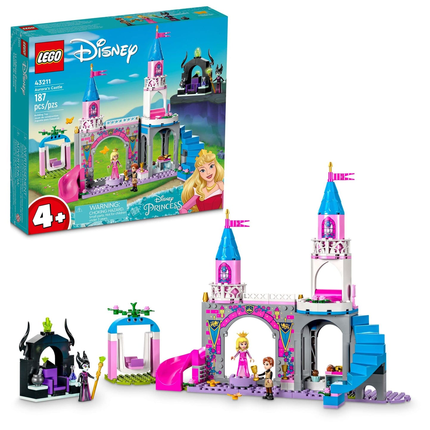 LEGO Disney Princess Aurora's Castle Building Toy Set 43211 Disney Princess Toy with Sleeping Beauty, Prince Philip and Maleficent Mini-Doll Figures