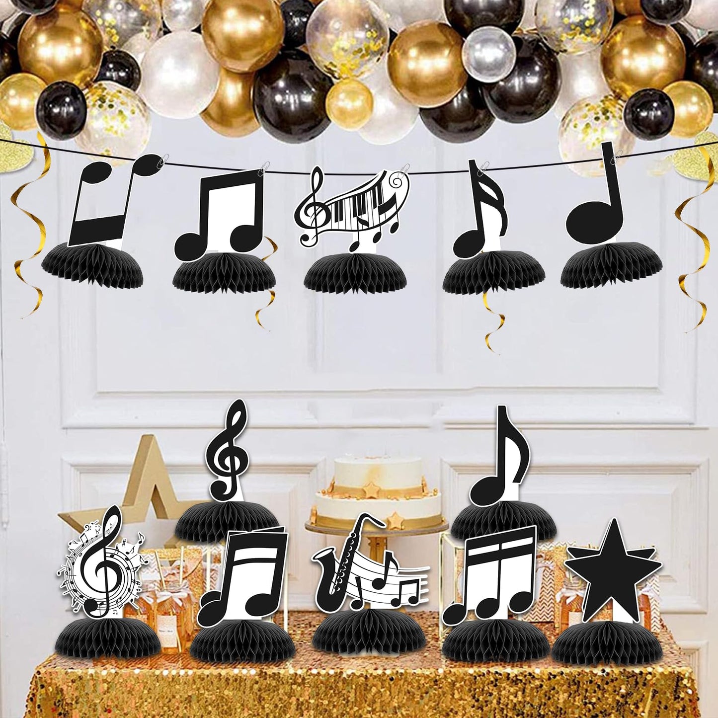 Music Notes Table Honeycomb Centerpieces, Happy Birthday Party Decorations