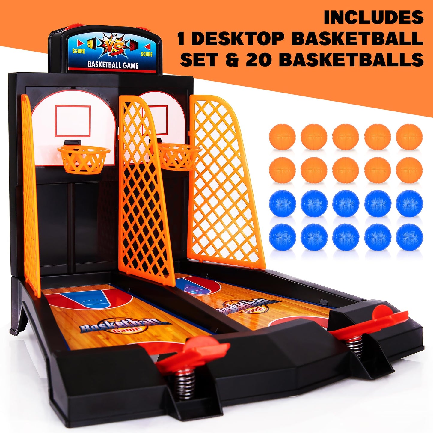 ArtCreativity Mini Basketball Games, with 20 Mini Balls, Basketball Toys, Tabletop Game for Kids and Adults, Desk Games for Office, Best Basketball