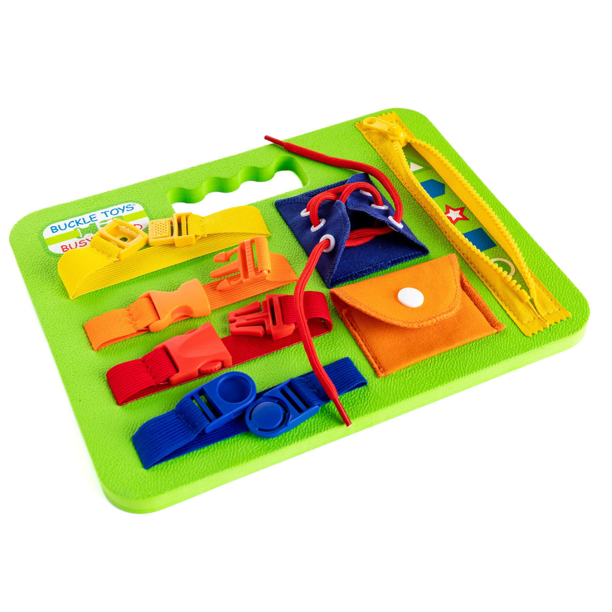 Buckle Toy, Busy Board, Green, Montessori Learning Toy for Toddlers