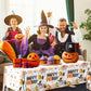 CMUSKO Halloween Happy Boo Day Tablecloth, 3Pcs Orange Black Ghost Pumpkins Plastic Booday Tablecloth,Boo Day Table Cover for Halloween Birthday Baby