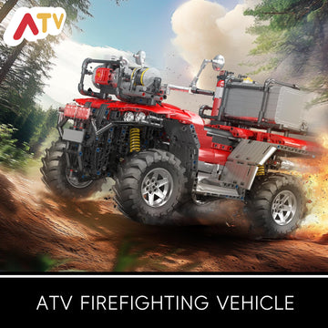 Mould King Fire Truck ATV Building Set, 2100+ Pcs RC/APP Control All-Terrain Vehicle Building Blocks Kits That Run with Equipment Model, Collectible