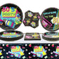 Hegbolke 80s Party Supplies - 122 Pcs Plates, Napkins, Tablecloth Set for Back to the 80s Party Decorations - Serves 40