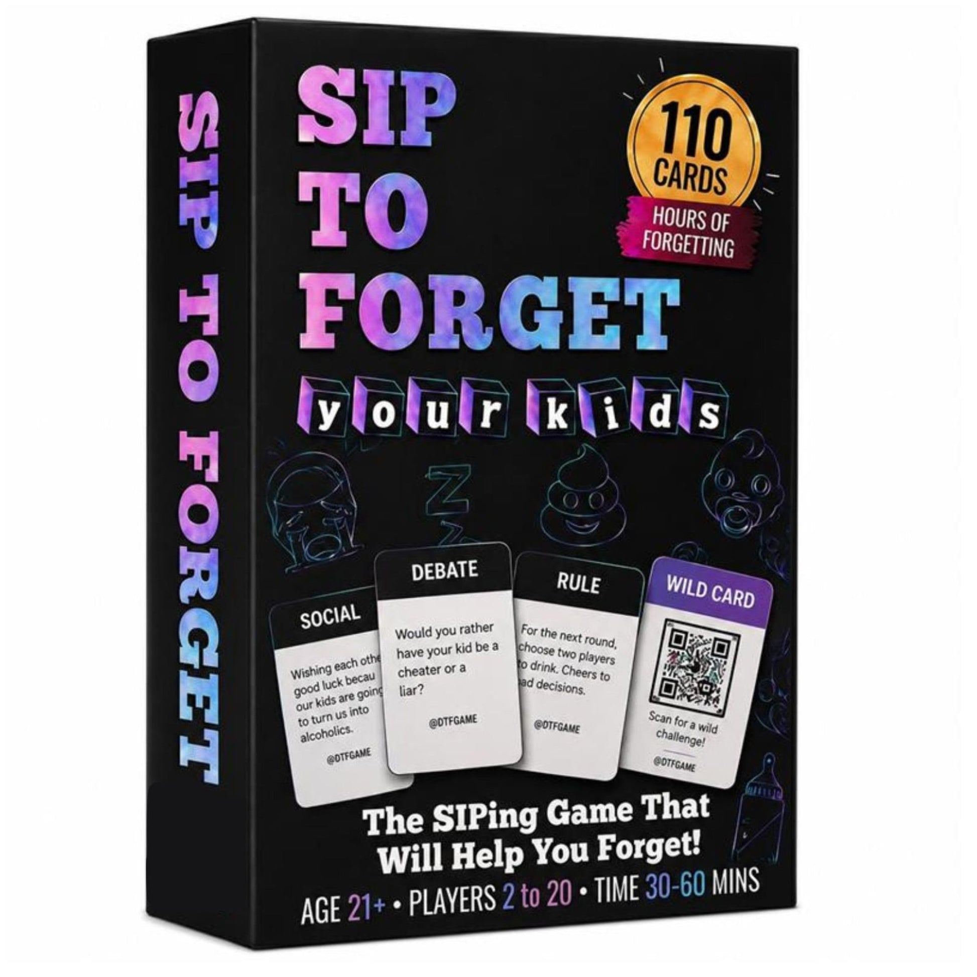 Sip to Forget Your Kids - Hilarious Party Family Card Games for Busy Parents - Interactive Humor Party Game, Easy to Play, 110 Cards, Unique Gift