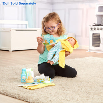Melissa & Doug Mine to Love Changing & Bathtime Play Set for Dolls - Diapers, Pretend Shampoo,Wipes, Towel, More (19 pcs)