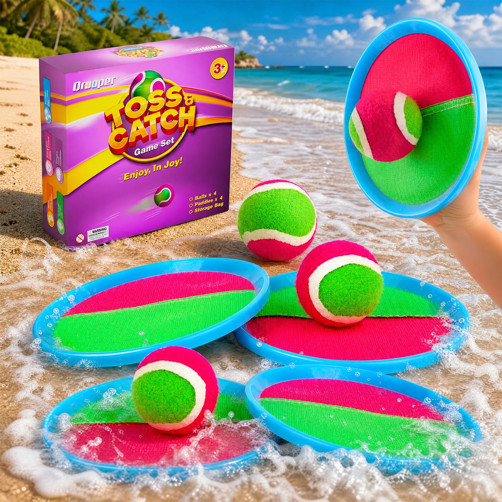 Qrooper Toss and Catch Ball Game, Outdoor Toys for Beach Pool Yard Camping