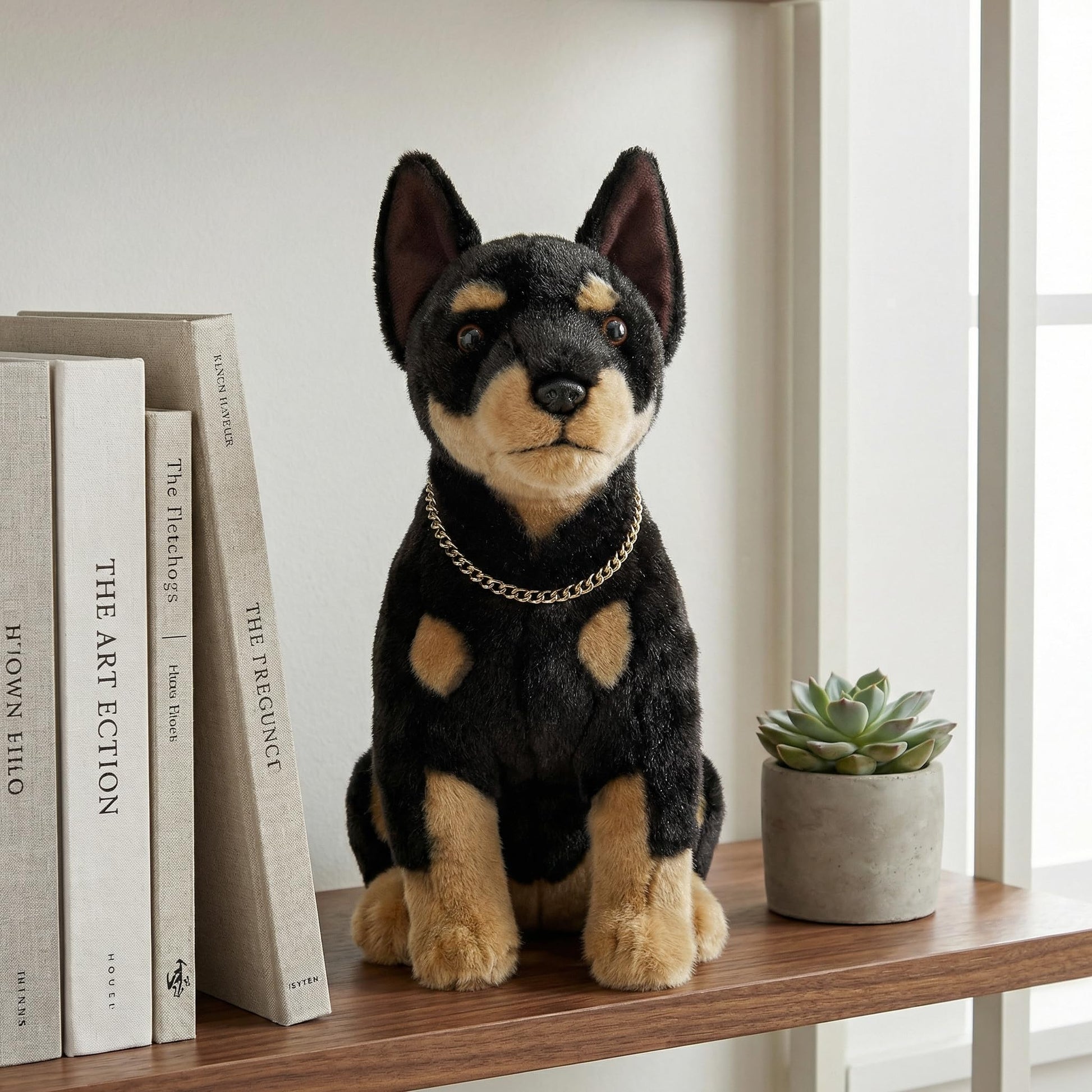 Double Bread Realistic Doberman Dog Plush Toy - Simulation 12" Standing Doberman Noble Pet Dog Stuffed Animal Puppy Model Toy, Unique Plush Gift