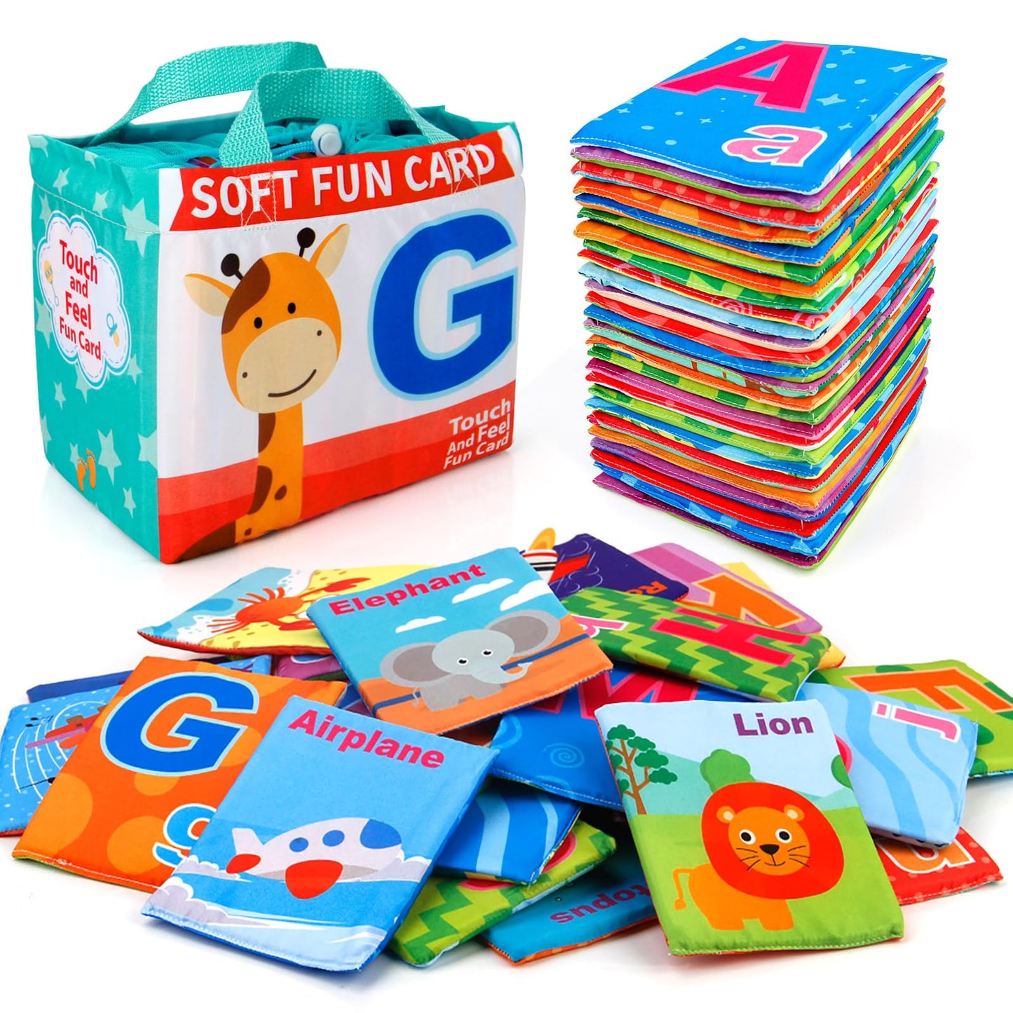 Mini Tudou Baby Alphabet Flash Cards Soft, ABC Learning Toys 26 PCS Age 0-3