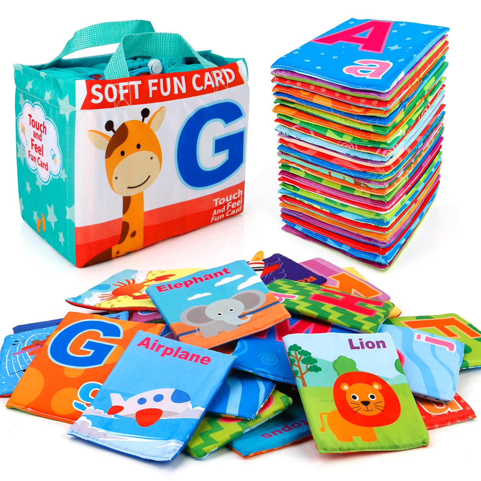 Mini Tudou Baby Alphabet Flash Cards Soft, ABC Learning Toys 26 PCS Age 0-3