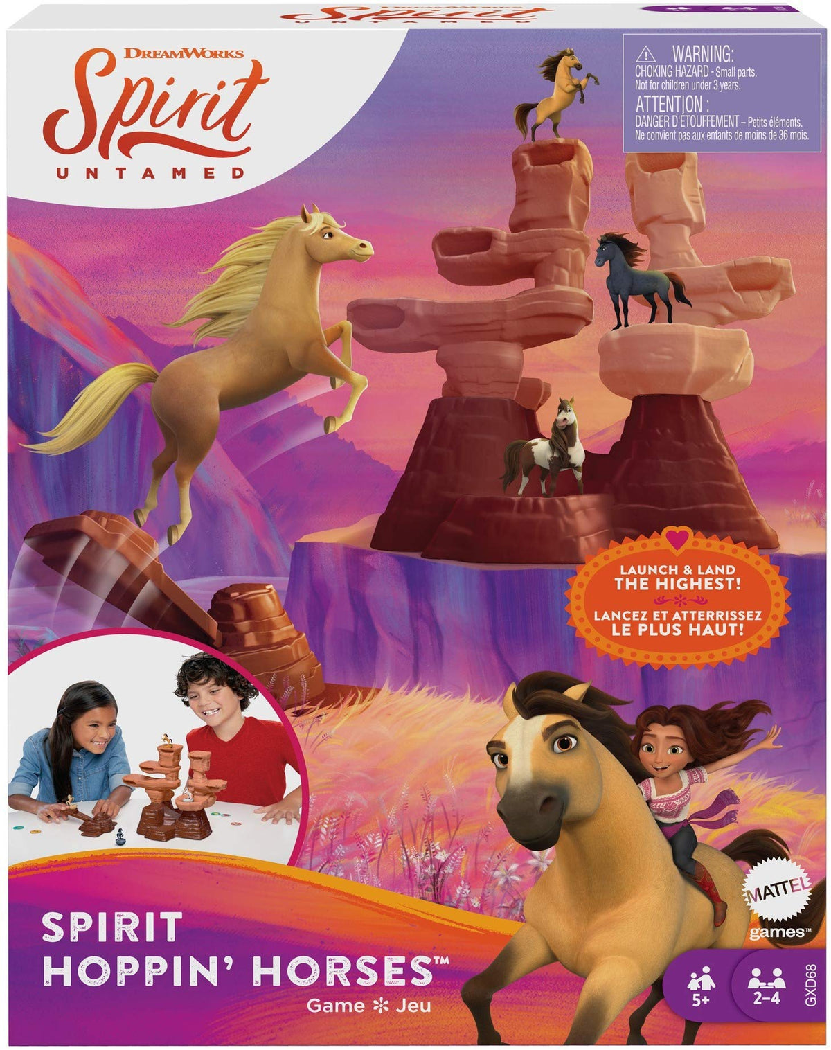 Mattel Games Spirit Untamed Hoppin’ Horses Kids Game Horse Launcher Game with Mountain Tower, Mini Horse Playing Pieces for 2, 3, or 4 Players, 5