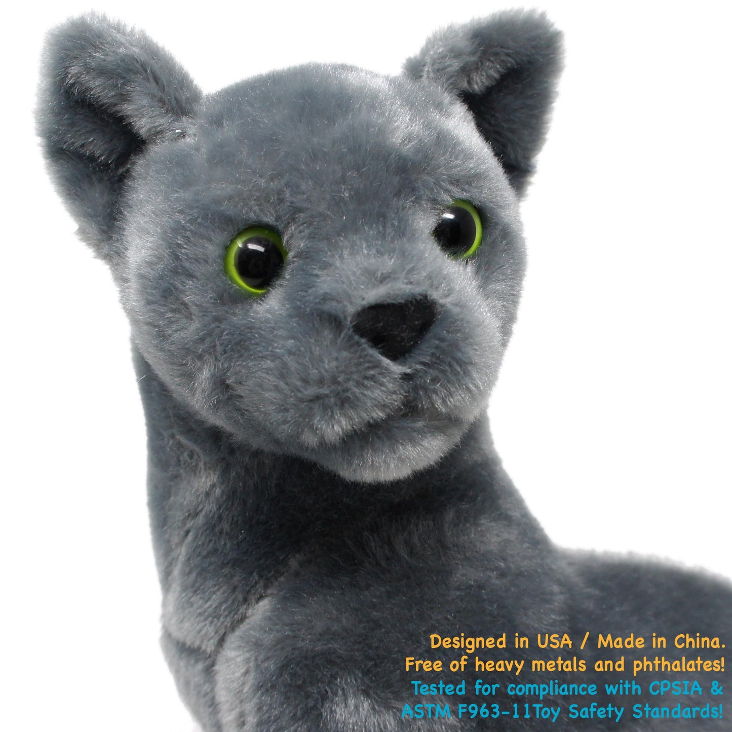 TigerHart Rae The Russian Blue Cat - 12 Inch Grey Stuffed Animal Plush Gray Cat
