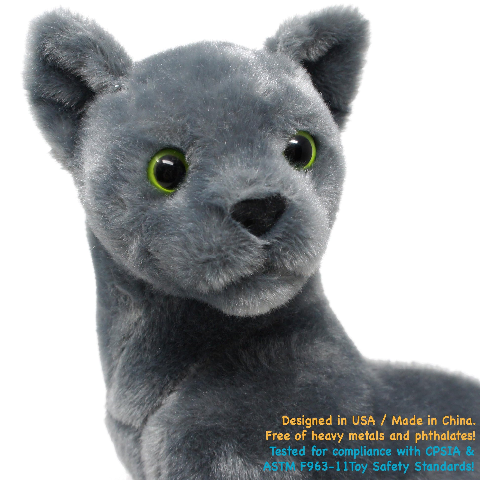 TigerHart Rae The Russian Blue Cat - 12 Inch Grey Stuffed Animal Plush Gray Cat