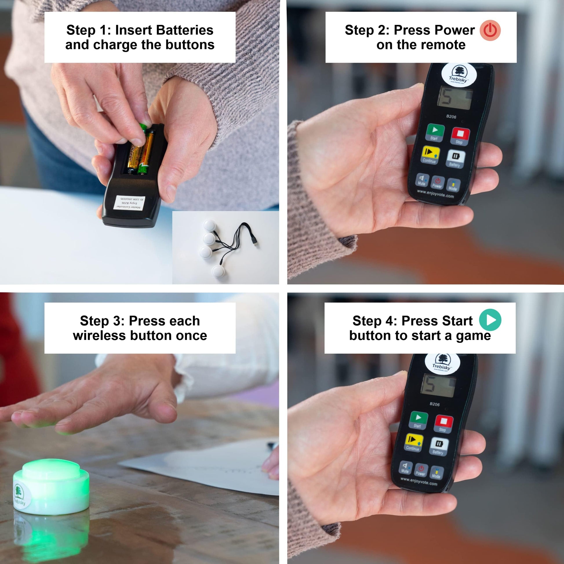 Trebisky Wireless Game Show Buzzer Set, 8 Answer Buzzers with Light & Sound