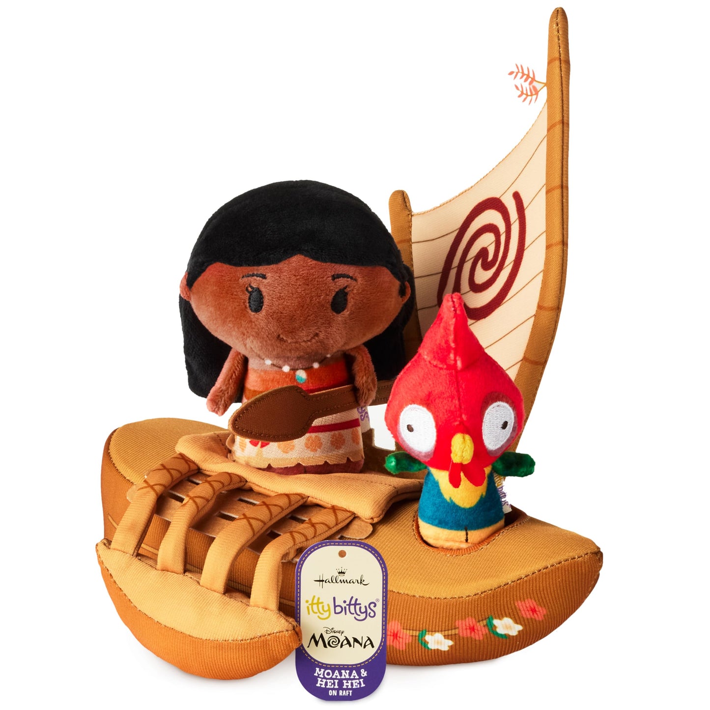 Hallmark itty Bitty Disney Moana Plush Toys, Set of 3 (Moana and Heihei with Boat) Gift for Kids, Collectors, Fans
