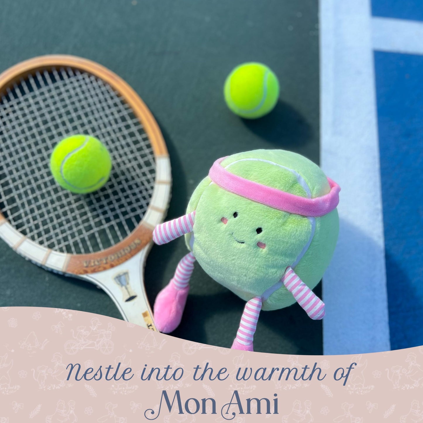 MON AMI Tina Tennis Ball 9-Inch Sports Plush Toy, Soft Stuffed Toy Gift