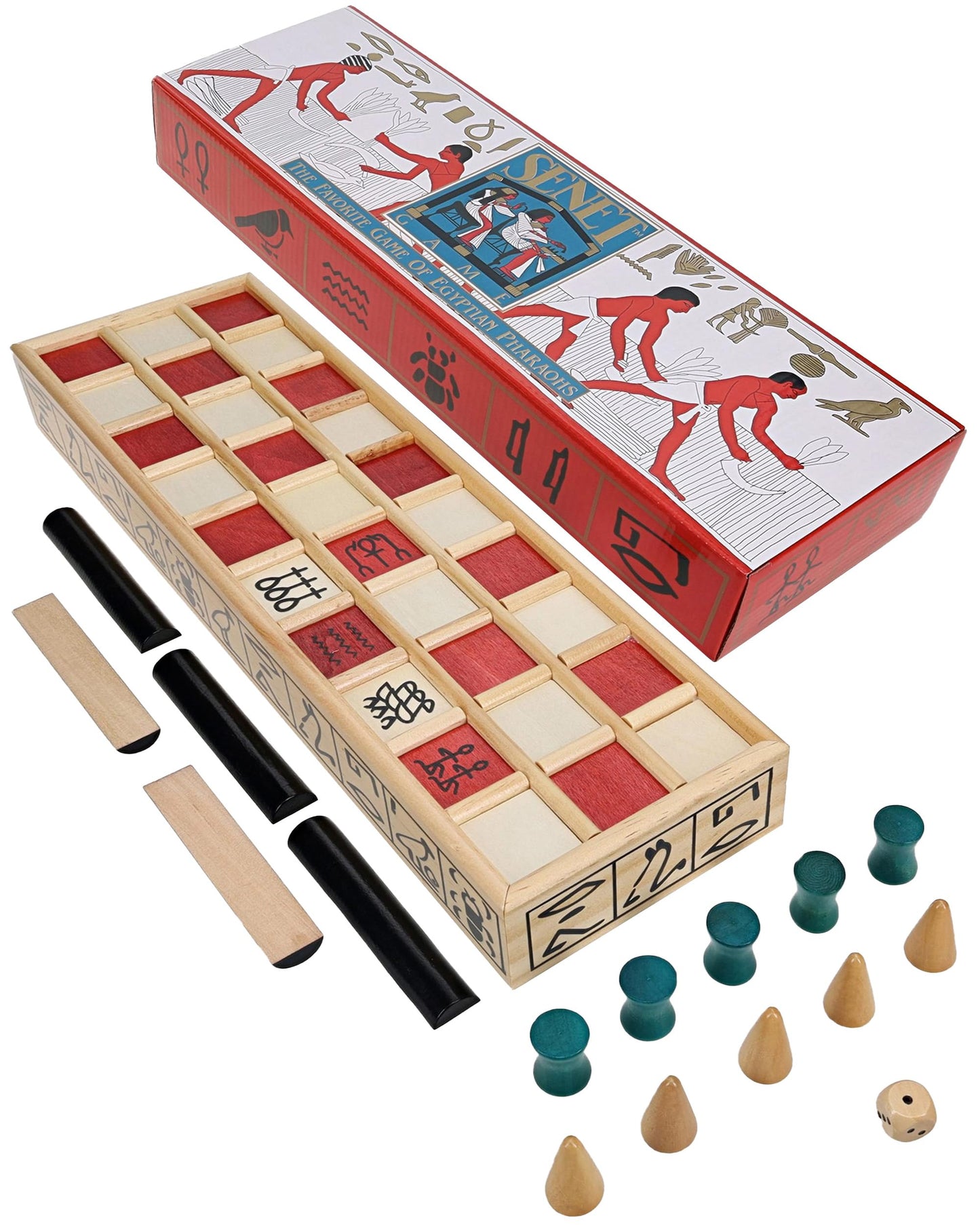 WE Games Senet Egyptian Board Game - Handcrafted Solid Wood Senet Set for Historical Education, Cultural Appreciation & Strategy - Ancient Game