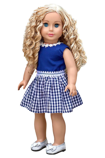 Saturday Afternoon - Navy Blue Dress - Clothes Fits 18 Inch Doll (Shoes Sold Separately) (Doll Not Included)