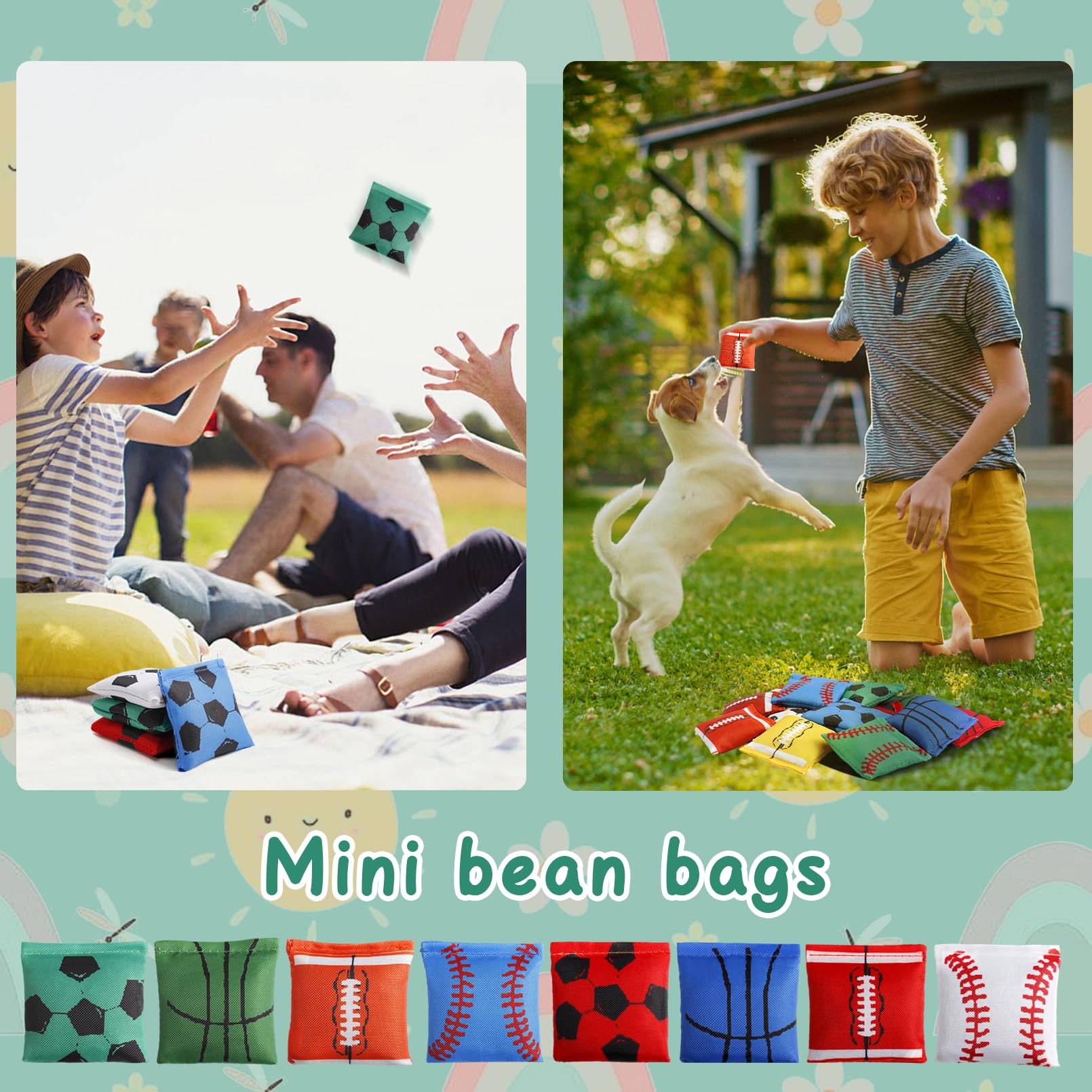 Dyrfolm 32 Pack Mini Bean Bags Colorful Cornhole Bean Bags,2.36 X 2.36 Inch