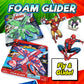 JA-RU Marvel Foam Glider Toy. Launching Airplane Toy For Kids. Glides & Dives High. (Pack of 3) with Spiderman, Hulk, & Iron Man. Classroom Prize, Gag