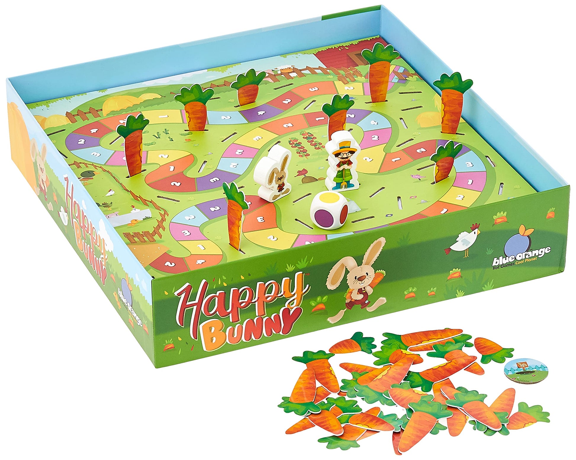 Blue Orange Tabletop Board Game, Cooperative, for Kids and Family Fun, Help The Bunny Find The Carrots, Ages 3+, Happy Bunny Games
