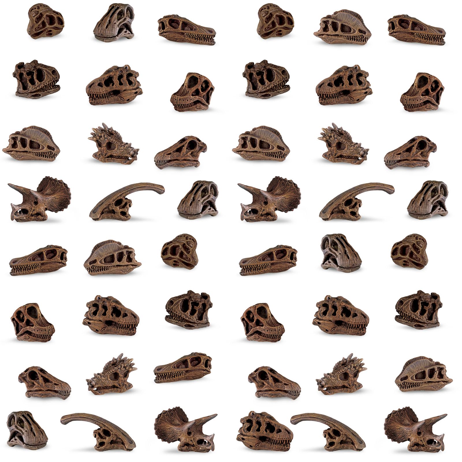 Safari Ltd. Dino Skulls Bulk Bag - Educational Set of Dinosaur Toy Skulls - 48 Piece Set for Boys, Girls & Kids Age 3+
