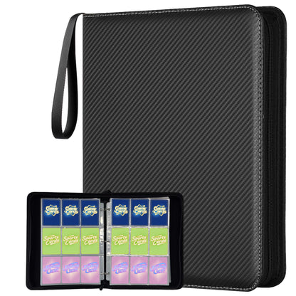 9 Pocket Trading Card Binder, Holds 1080 Cards with 60 Removable Double-Sided Sleeves, Premium Zipper Top Loader Card Collection Album, PU Card Folder