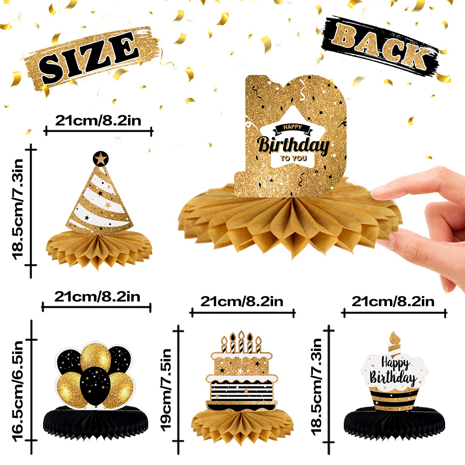 LINGTEER Happy 91st Birthday Table Honeycomb Centerpieces Cheers to 91st Birthday 91 Years Old Party Table Decorations Gift Sign.