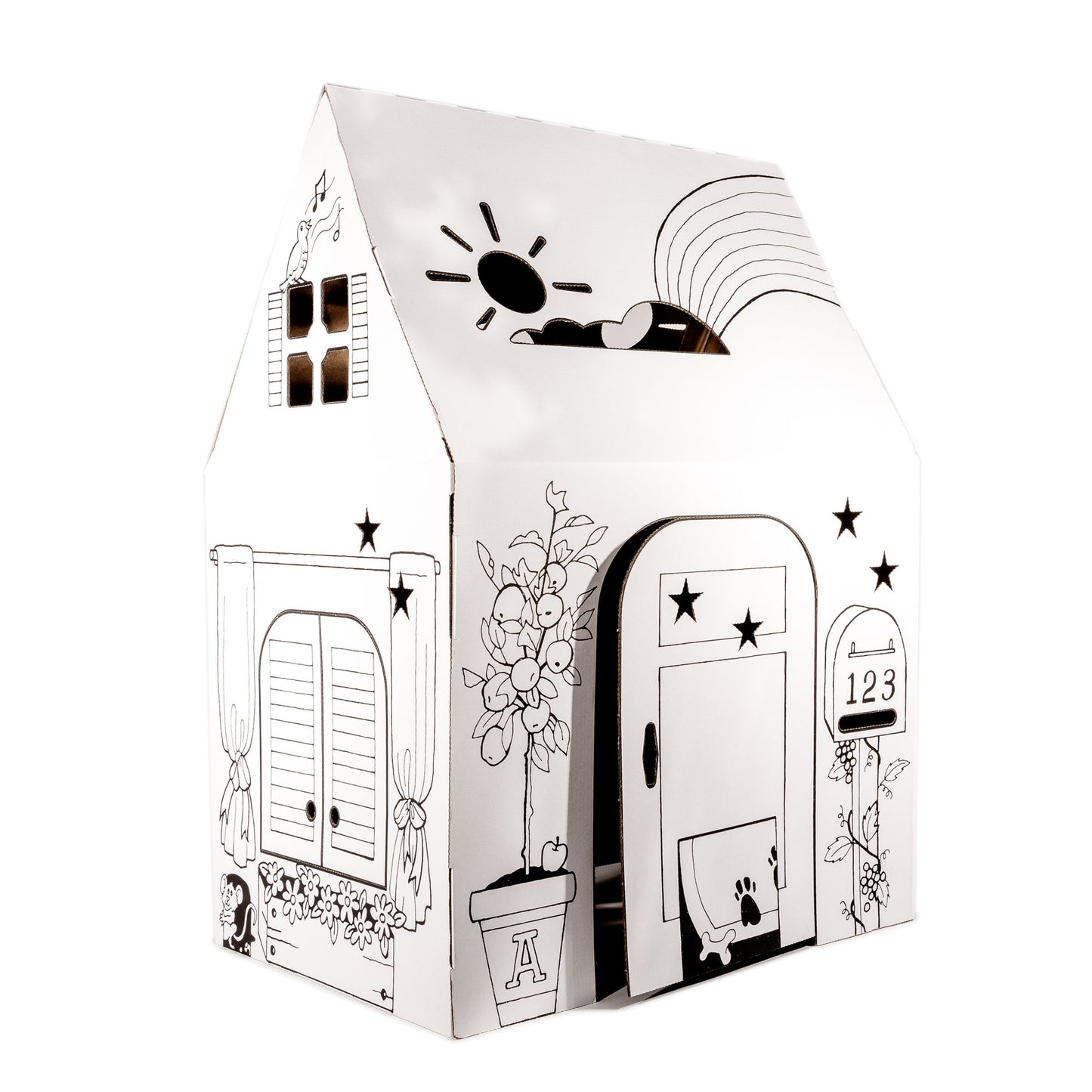 Easy Playhouse Cardboard Clubhouse - Kids Art and Craft Fort, 34" X27"X 48"