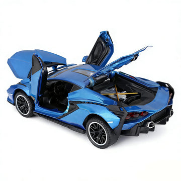 Toy Cars for Kids Ages 3-12 Diecast Metal Model Car with Light and Sound Pull Back Car Toys for Boys Age 3 + Year Old (Blue)