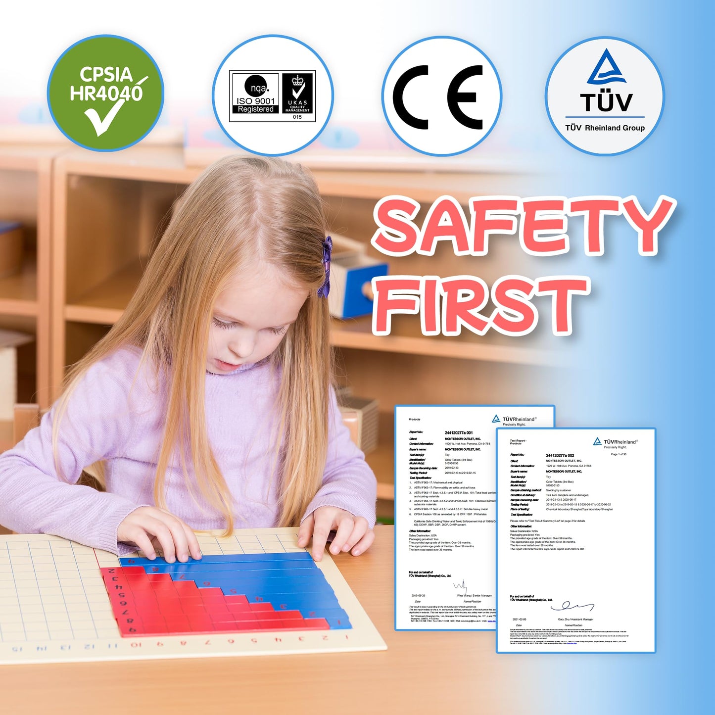 MONTESSORI OUTLET Addition Strip Board for 3-6 Years Montessori Education at School and Home