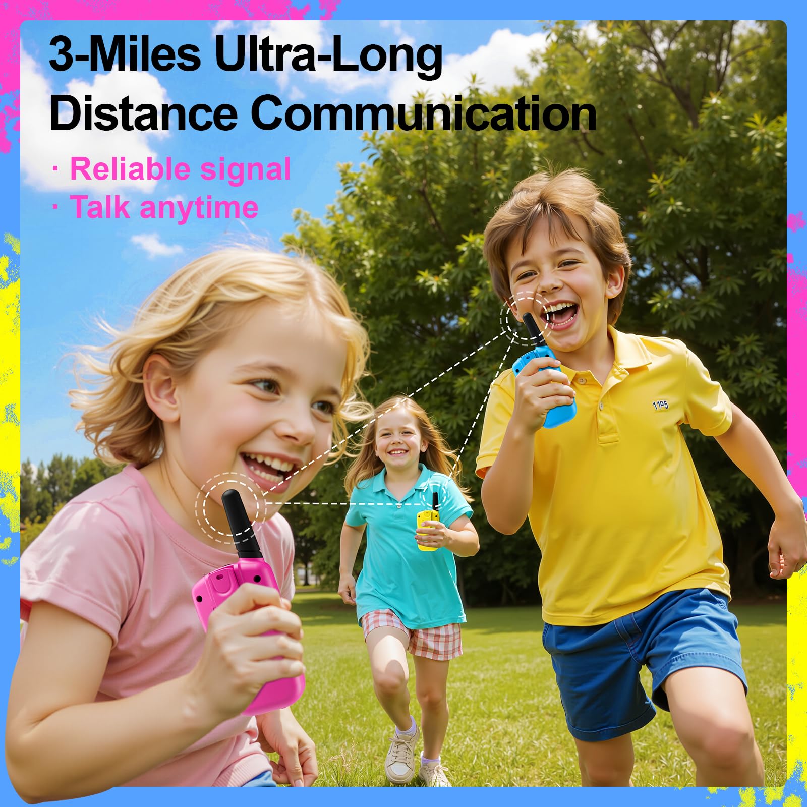 Walkie Talkies for Kids Games Outdoor Toys for 3-12 Year Old Boys Girls, 3 Miles Long Range Walkie Talkie to Camping Hiking, 4 Year Old Girl Birthday