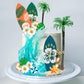Summer Beach Happy Birthday Cake Topper Surfboard Palm Model Tree Umbrella Chair for Swimming Beach Luau Birthday (Surfboard)