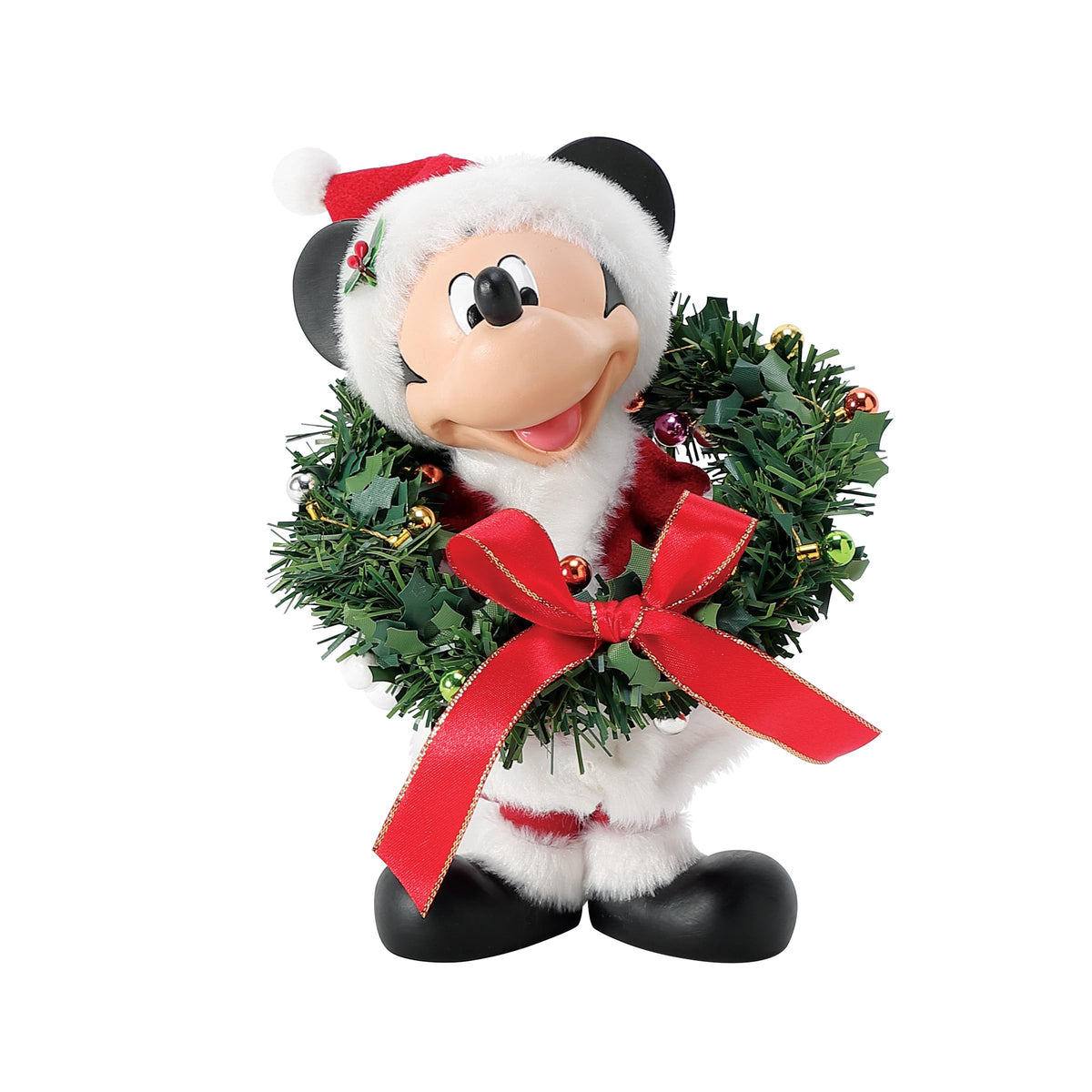 Department 56 Possible Dreams Disney Mickey Mouse Holly Jolly Wreath Figurine, 6.75 Inch, Multicolor