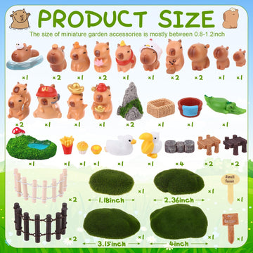 48 Pcs Mini Capybara Figures Set Cute Capybara Figurine Mini Resin Capybaras Resin Animals Toys Miniature Figurines Capybaras Cake Toppers for Garden