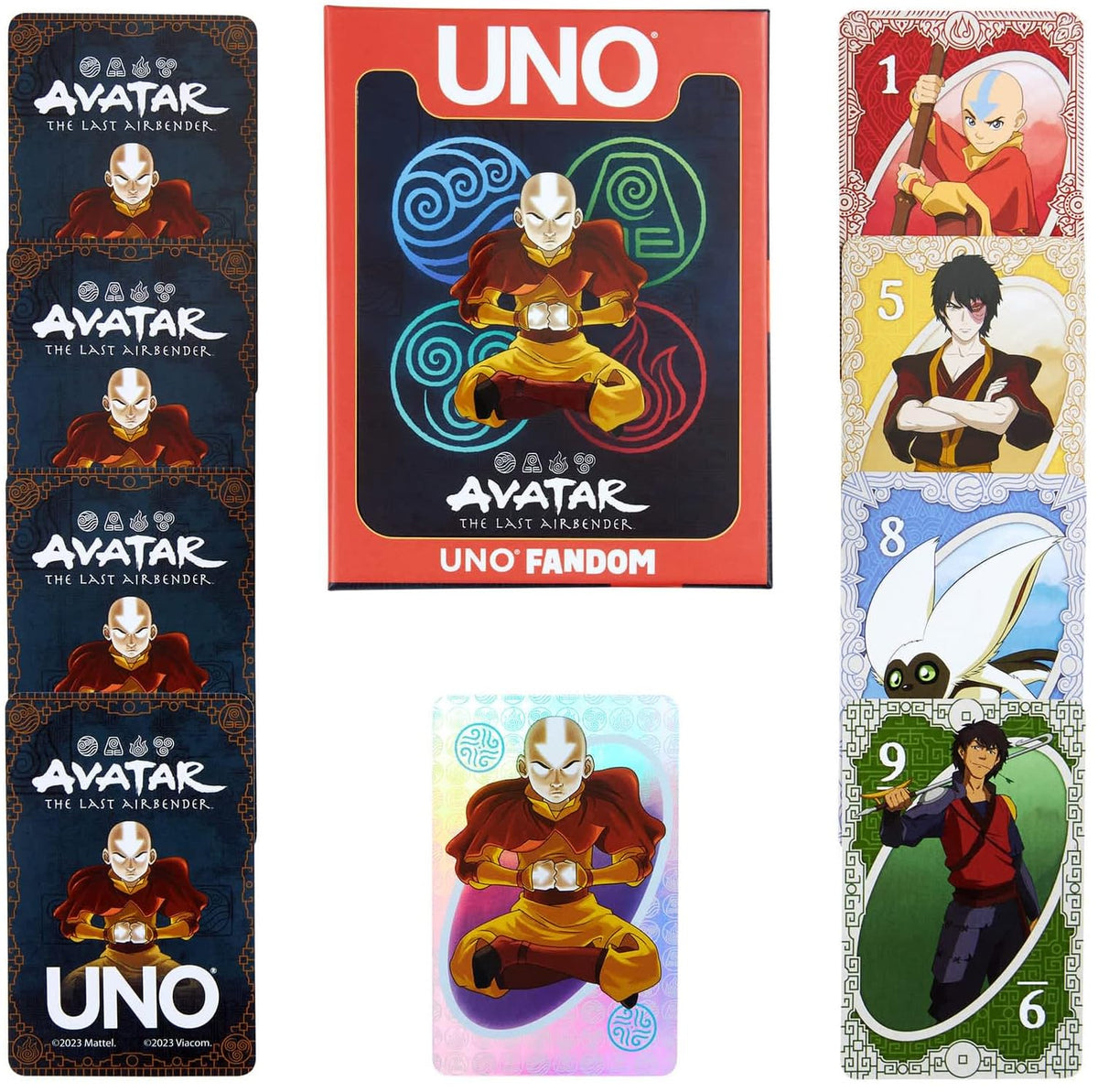 Mattel Games UNO Fandom Avatar: The Last Airbender Card Game With Collectible Foil Card For Kids, Adults & Family Night